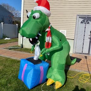 Dinosaur Christmas inflatable